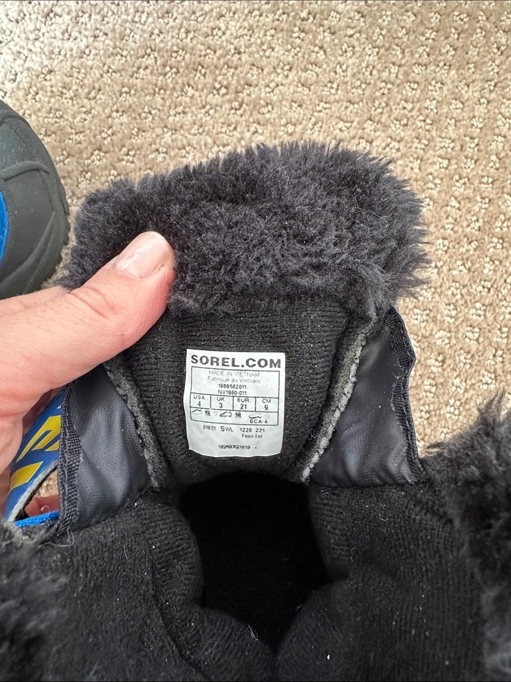 Sorel Kids Black and Blue Insulated Snow Boots